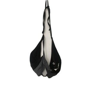 C Apparel Women's Black White Swim Top Tie Neck Size Large Swim Wear